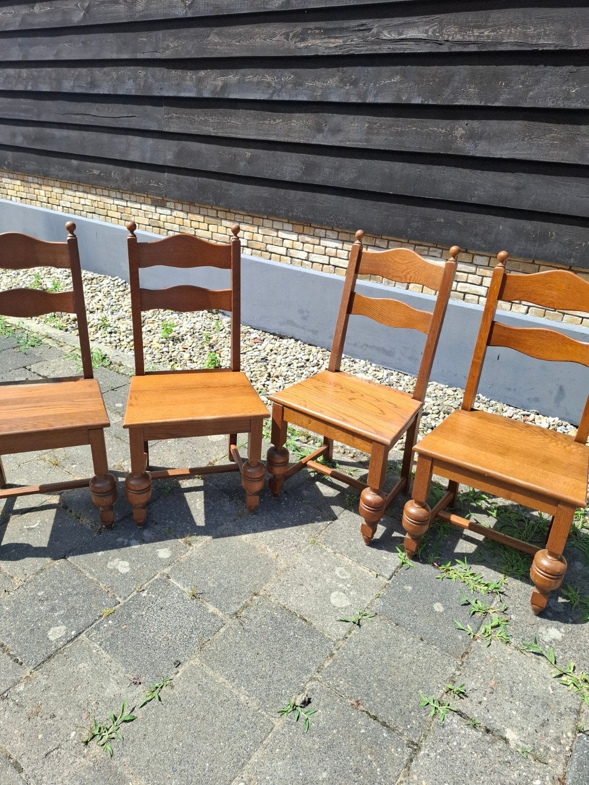 Set van 4 massief eiken eetkamerstoelen, Ophalen