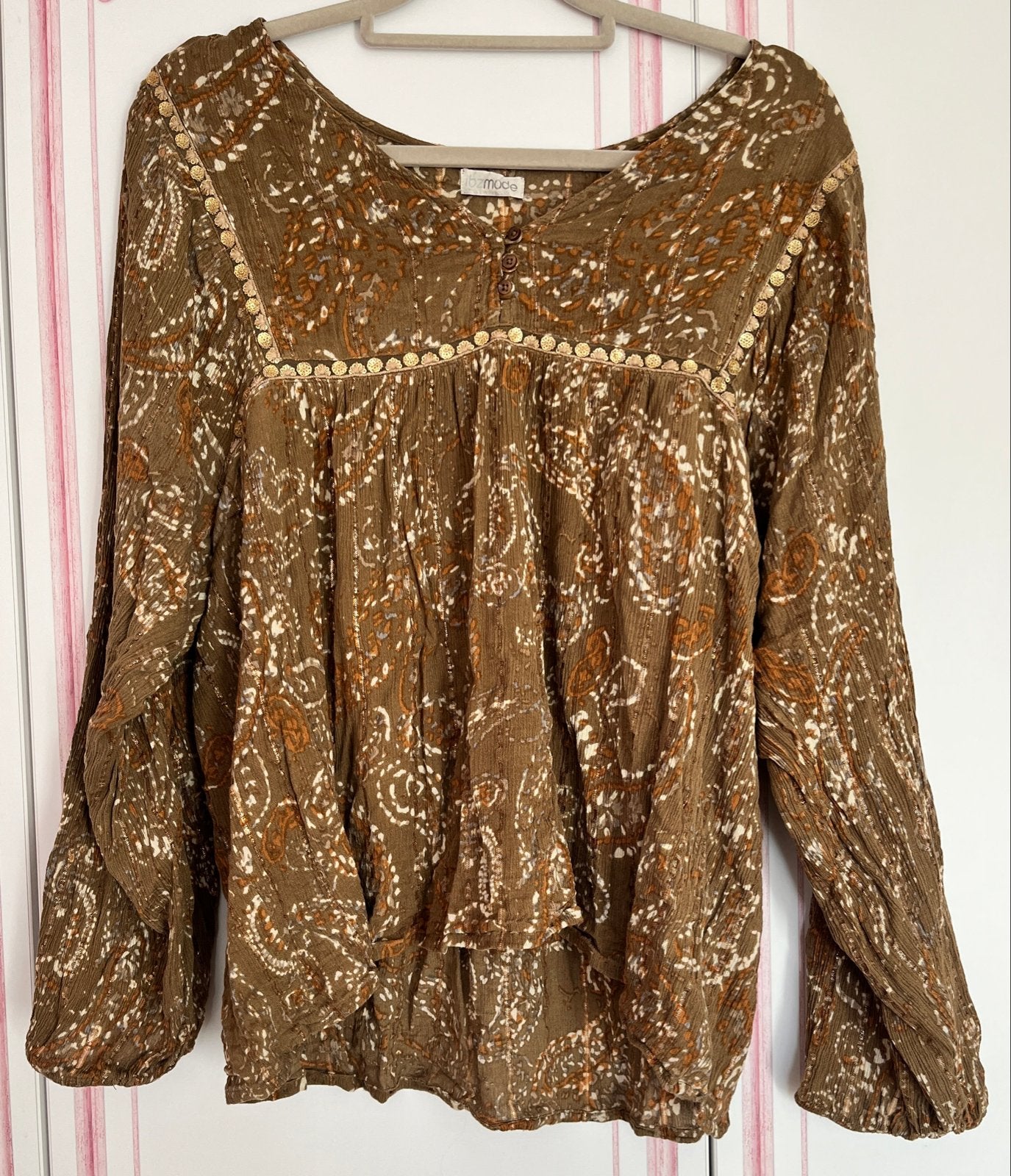 Ibzmode Vena Blouse - Boho Chic met Paisley Print, Kleding | Dames, Ophalen of Verzenden, Zo goed als nieuw, Maat 46/48 (XL) of groter