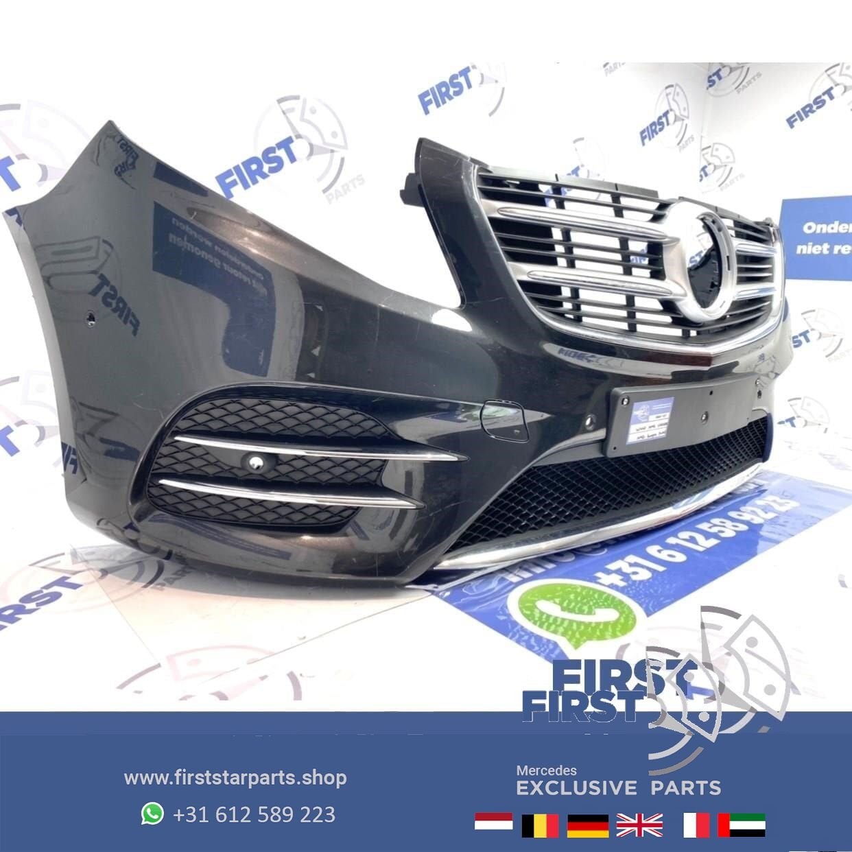 W447 VITO / V KLASSE AMG VOORBUMPER COMPLEET ZWART ORIGINEEL, Auto-onderdelen, Carrosserie en Plaatwerk, Gebruikt, -, Voor, Ophalen of Verzenden