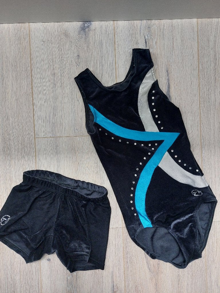Turnpakjes van TT-gymnastics V500 (maat 152 en 128), Zwart, Zo goed als nieuw, Turnpak(je), Kindermaat 122 t/m 140