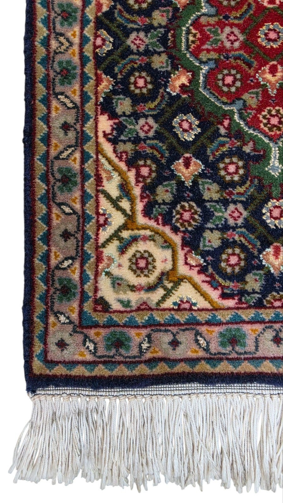 Handgeknoopt Perzisch wol Mini Tabriz tapijt Silk 30x45cm, Minder dan 50 cm, Ophalen of Verzenden, Www.hypepopup.nl, Groen