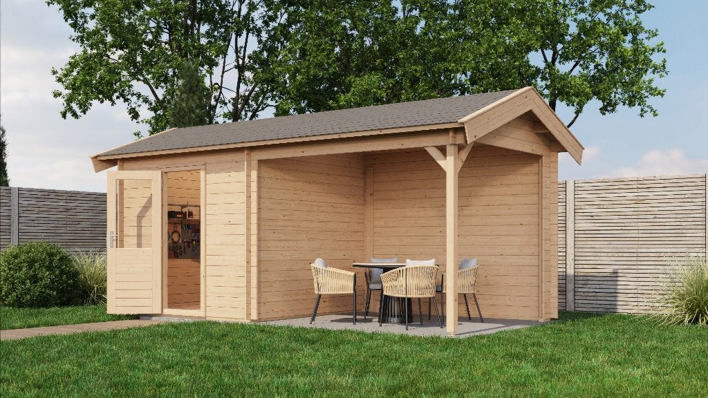 Lugarde Select Tuinhuis Markelo met overkapping 550x250cm, 200 tot 400 cm, Verzenden, Blokhut, Nieuw