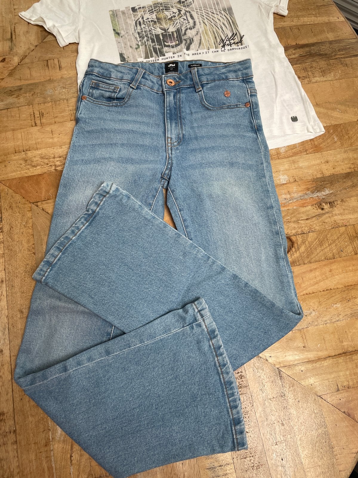 Shoeby spijkerbroek blauw maat 158 flared pijp nieuw, Ophalen of Verzenden, Nieuw, Broek
