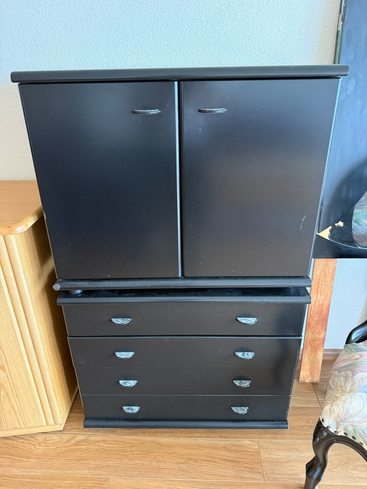 Lade kast & lage deurtjes kast zwart, Ophalen, Zo goed als nieuw, 25 tot 50 cm, Minder dan 100 cm