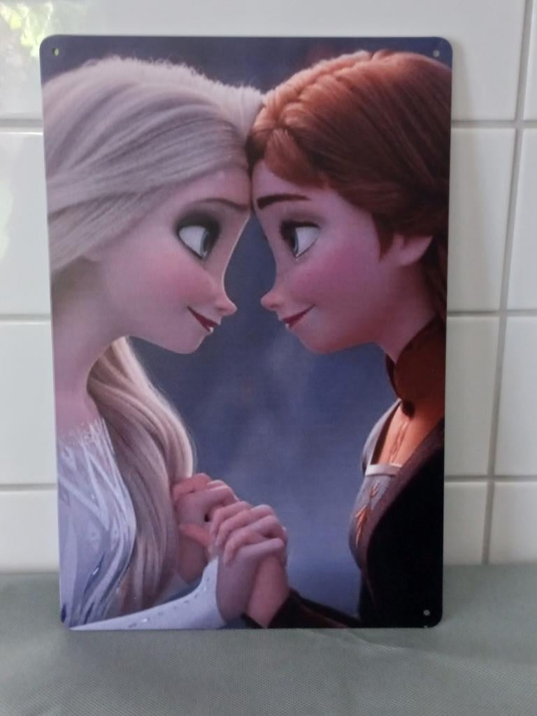 Metalen wandbordje 20x30cm Anna Elsa Frozen Disney, Verzenden, Nieuw, Wanddecoratie