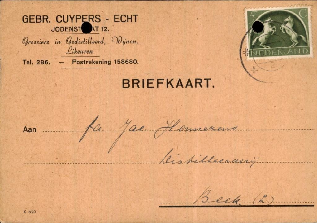 Echt - Briefkaart - Gebr. Cuypers, Ophalen of Verzenden, 1940 tot 1960, Gelopen, Limburg