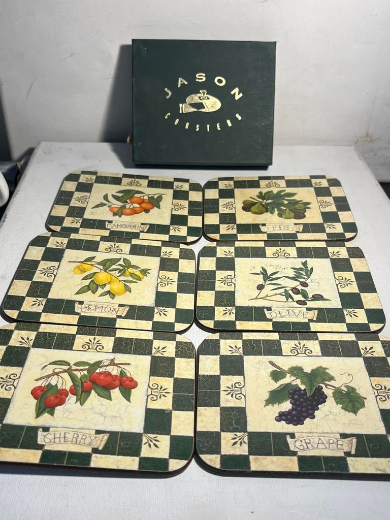 Jason Coasters, set van 6 onderzetters met een fruitmotief, Ophalen of Verzenden