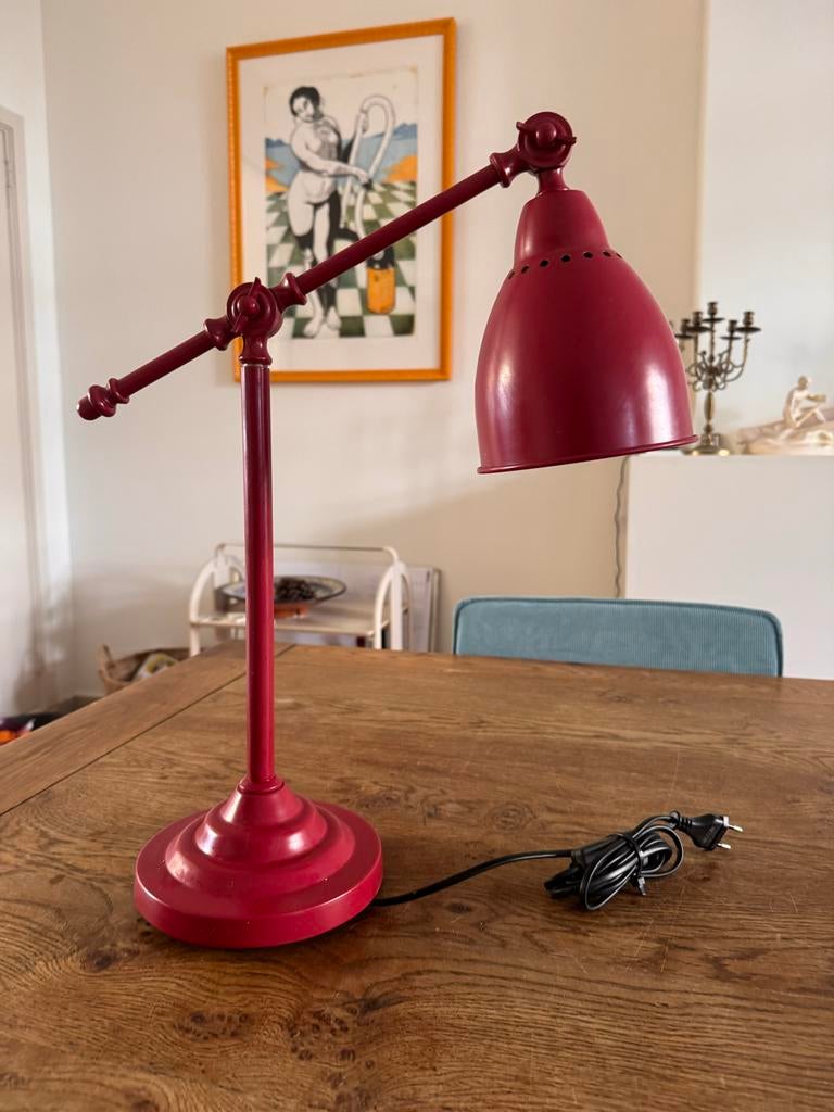 Vintage Ikea Barometer bureaulamp rood, Huis en Inrichting, Ophalen of Verzenden, Gebruikt, Metaal, 50 tot 75 cm