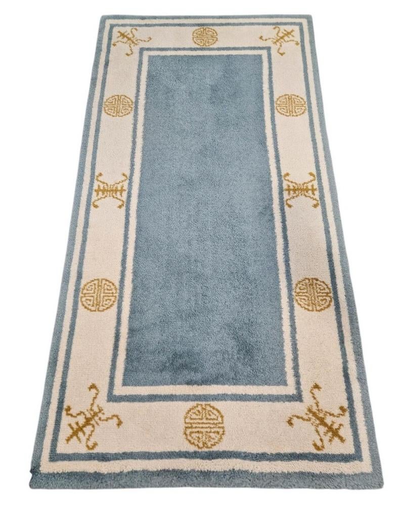Vintage oosters wol Oriental vloerkleed light blue 71x137cm
