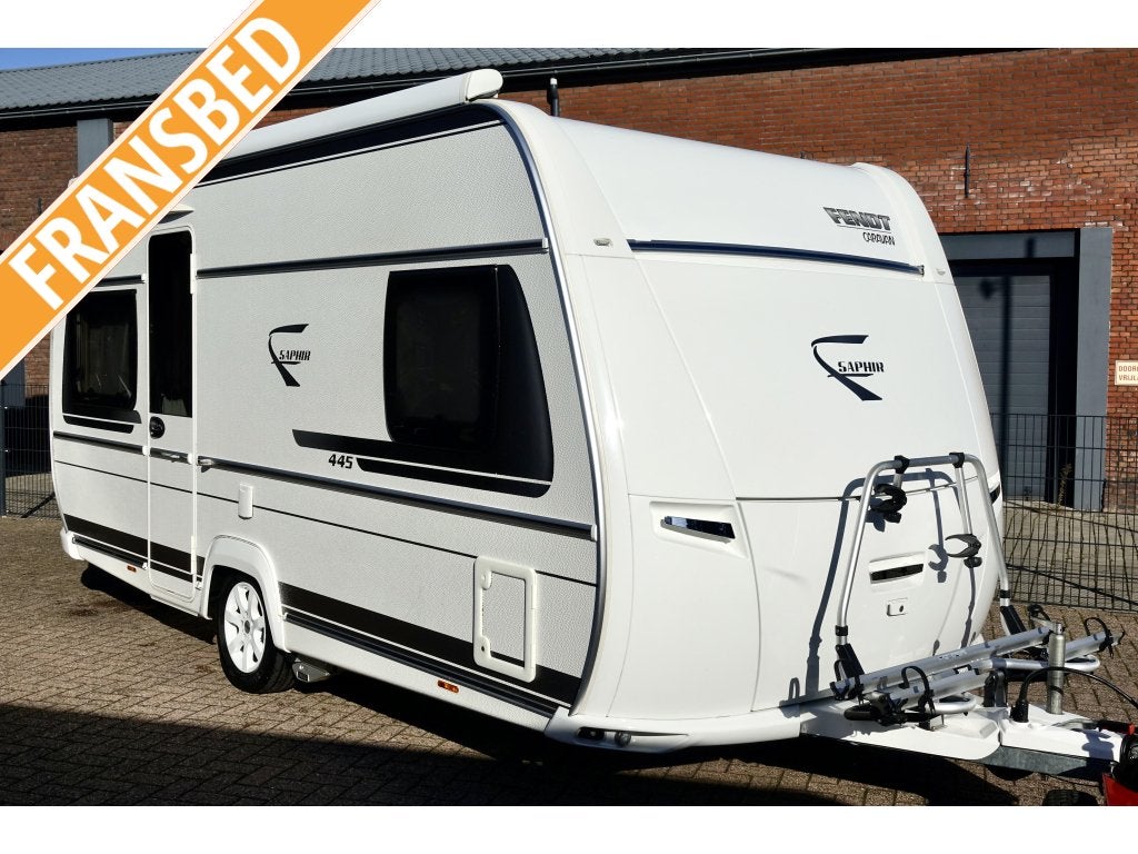 Fendt Saphir 445 SFB 2020 Mover Luifel Fietsrek Vol, Caravans en Kamperen, Dwarsbed, Rondzit, Bedrijf, Fietsenrek