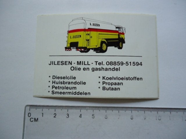 sticker oud MILL OLIE GAS JIlesen diesel truck tank retro, Verzenden, Zo goed als nieuw, Bedrijf of Vereniging