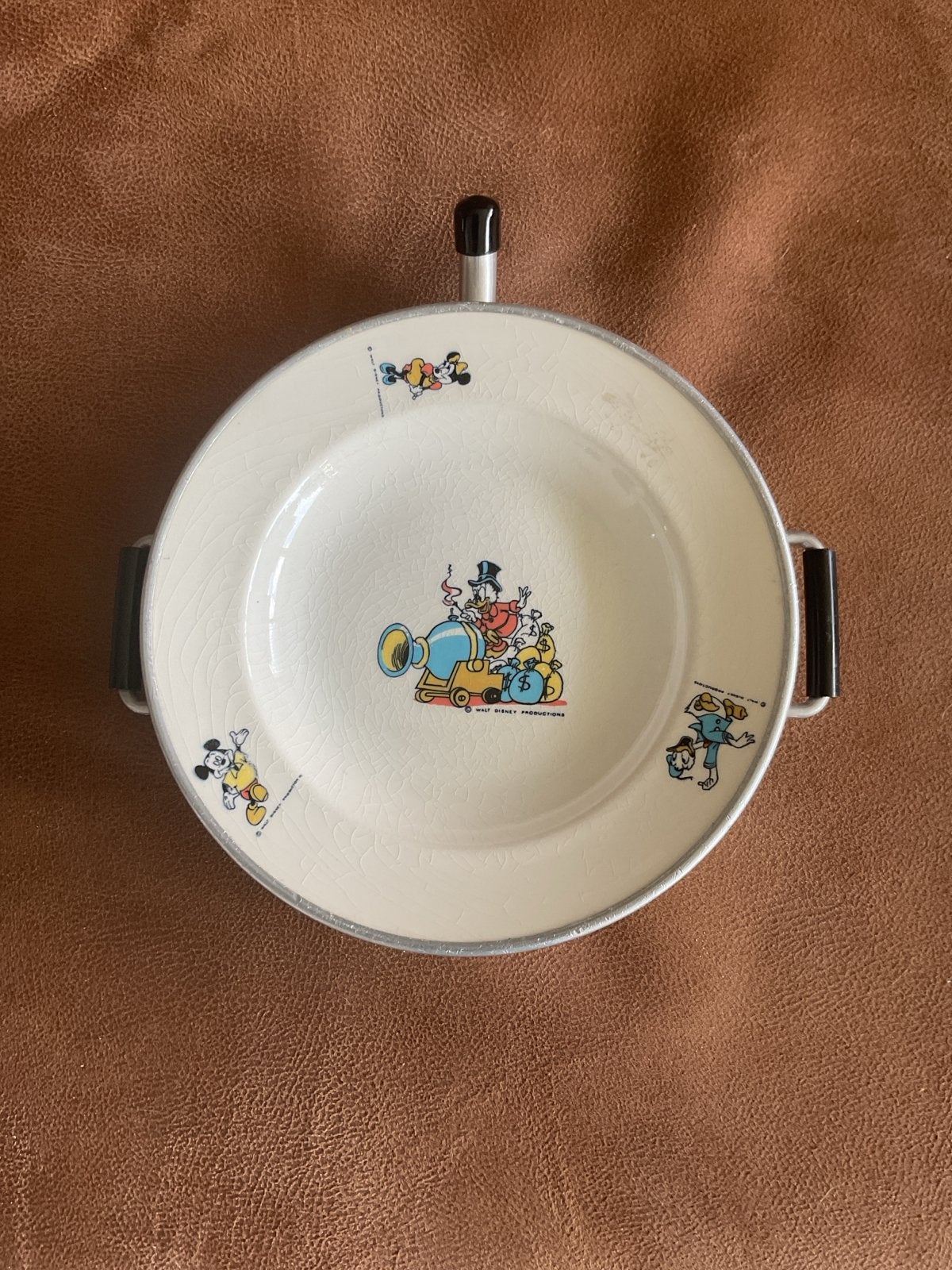 Vintage Warmhoudbord met Disney Figuren - Mickey Mouse & Dag, Antiek en Kunst, Ophalen