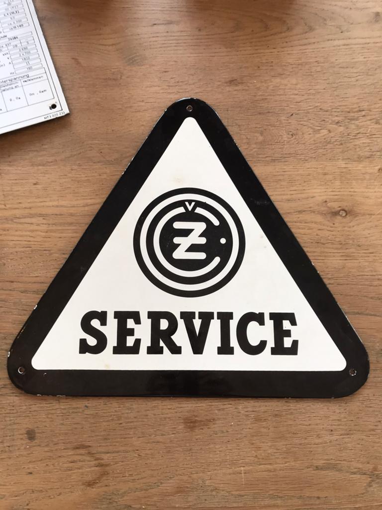 CZ Service emaille reclamebord, Verzamelen, Merken en Reclamevoorwerpen, Ophalen of Verzenden, Gebruikt, Reclamebord