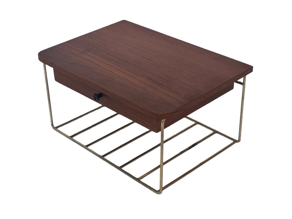 Vintage Zwevende Wandplank Met Lade, Teak String Rack 60S, Vintage, Gebruikt, Vintage, Vintage