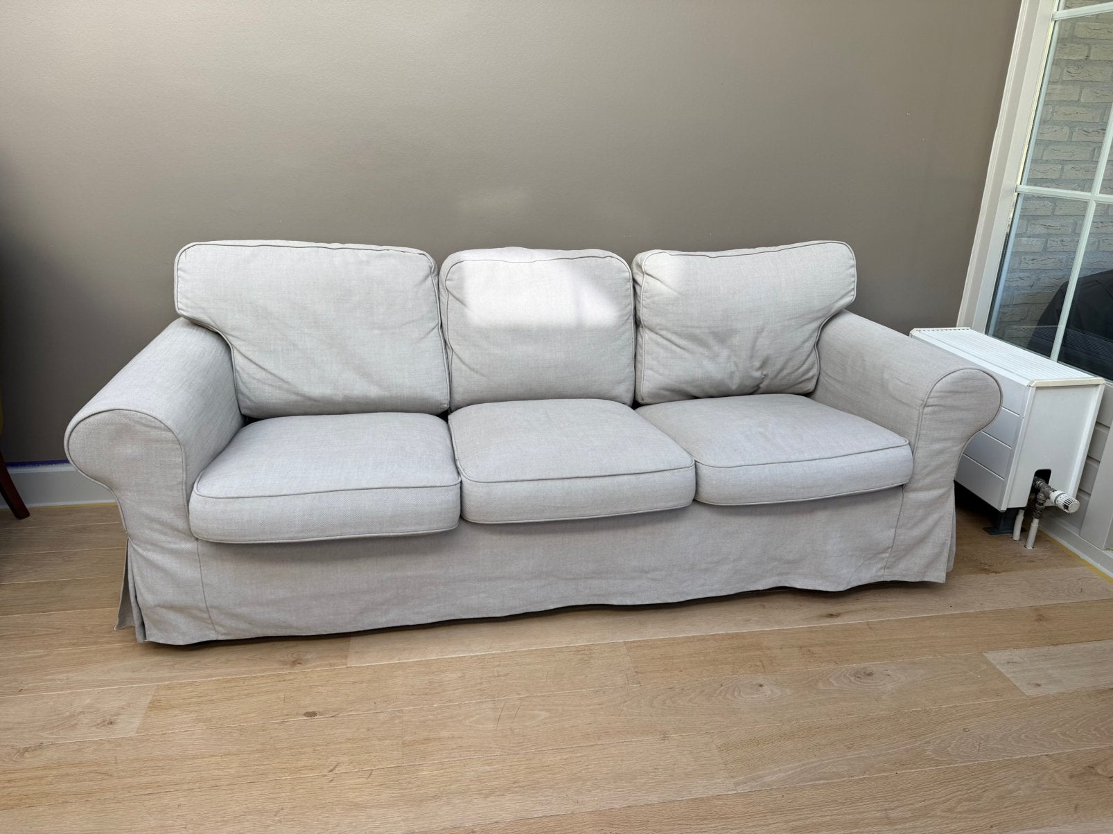 3 zits Ikea Ektorp bank, kleur beige uitwasbare hoes, Huis en Inrichting, Banken | Bankstellen, Tweepersoons, 75 tot 100 cm, Ophalen of Verzenden