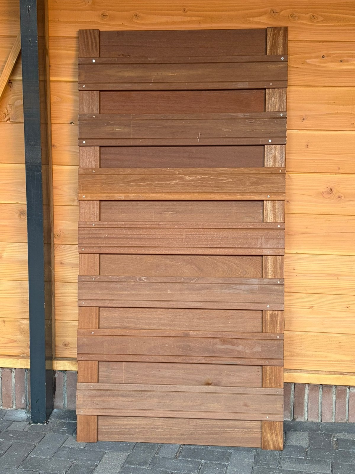 Hardhout schermen 90x180 cm rvs geschroefd, Ophalen, 1 tot 2 meter, Minder dan 3 meter, Nieuw