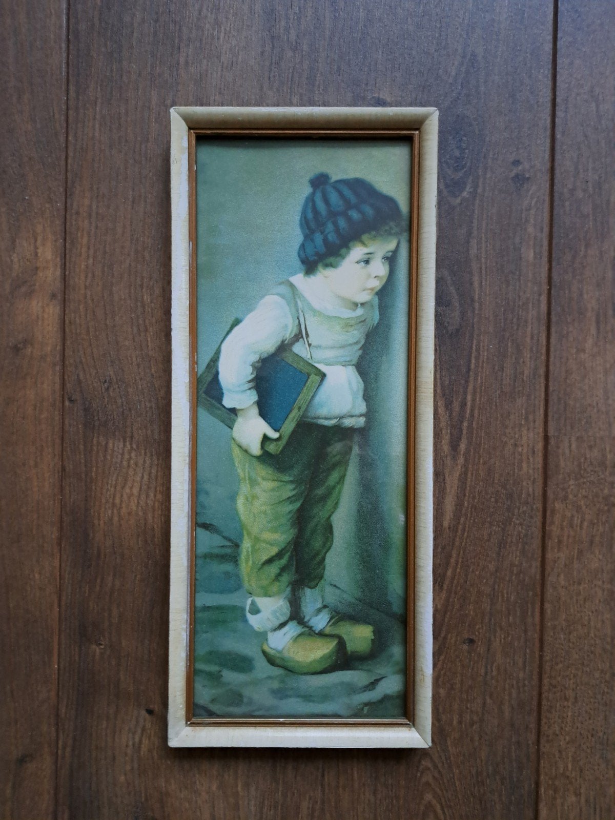 Vintage/antiek lijstje boerenjongen H.v. Kaulbach, 30-13 cm, Ophalen of Verzenden