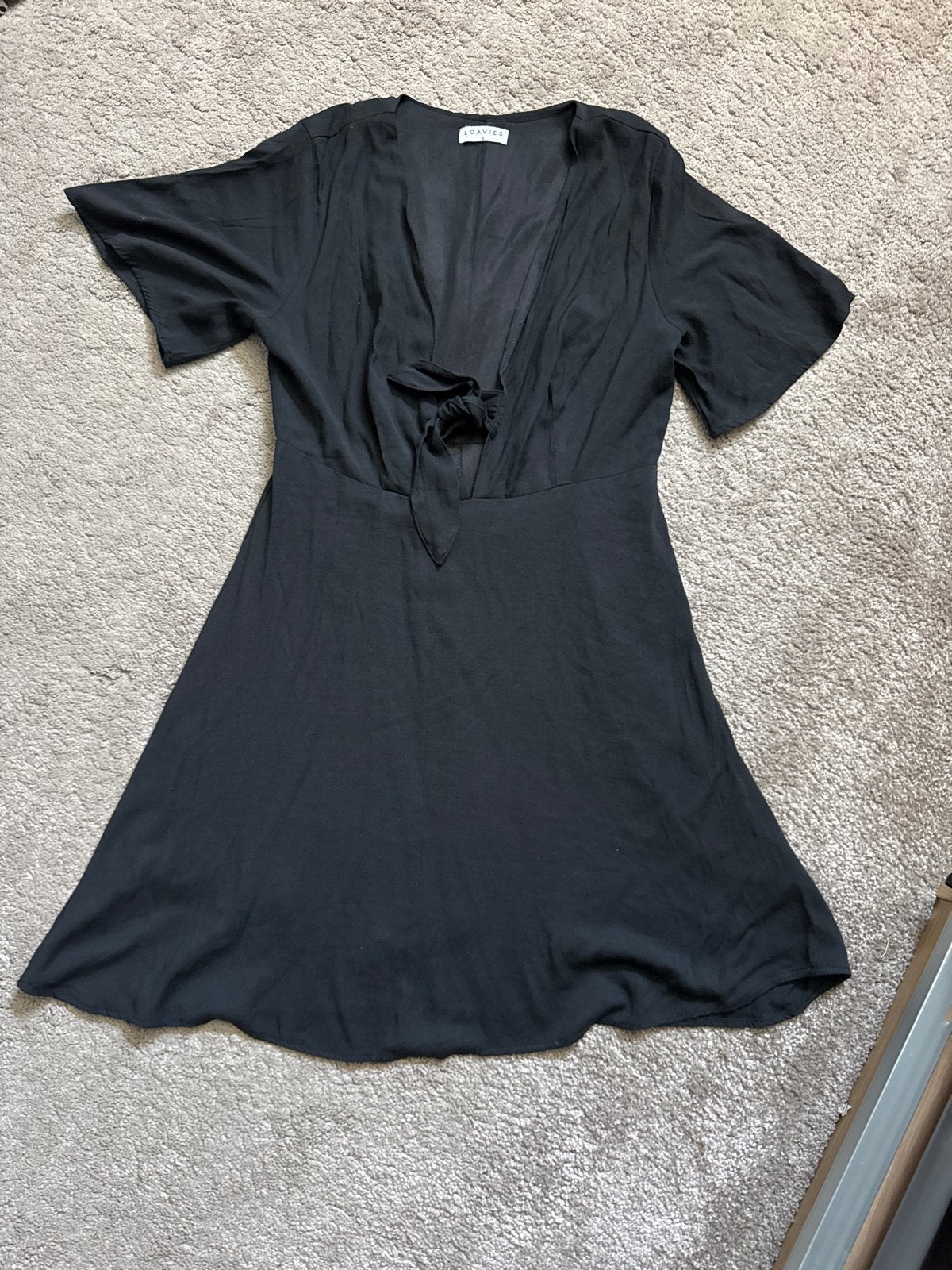 Zwart Loavies jurkje met strikdetail, Maat 38/40 (M), Zwart, Ophalen of Verzenden, Zo goed als nieuw
