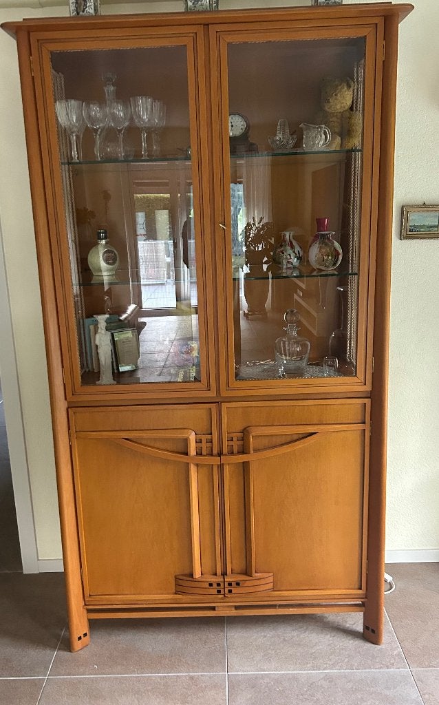 Vitrineskast Italiaans design en verlichting, Ophalen, 100 tot 150 cm, Glas, 150 tot 200 cm