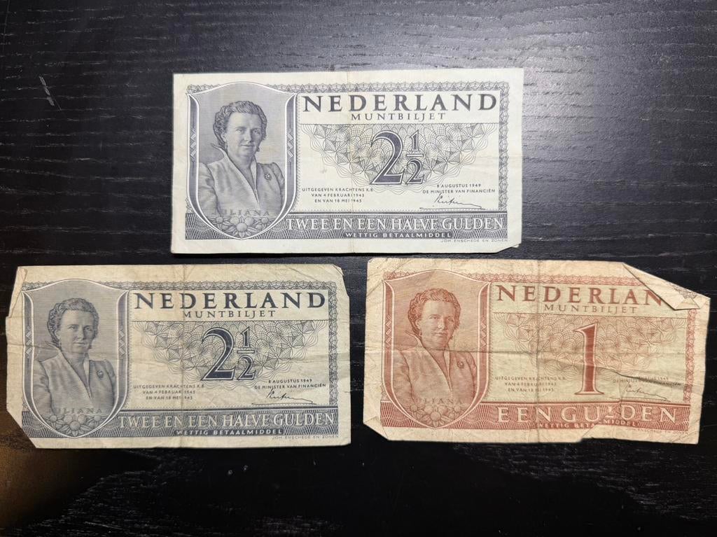 Nederlandse 2 1/2 biljetten en 1 gulden, Verzenden