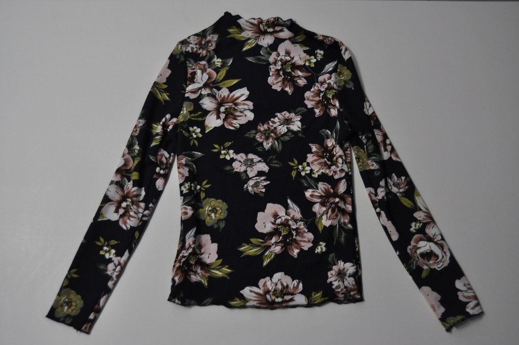 donkerblauw truitje met bloemenprint, Maat 38/40 (M), Blauw, Nieuw, Ophalen of Verzenden