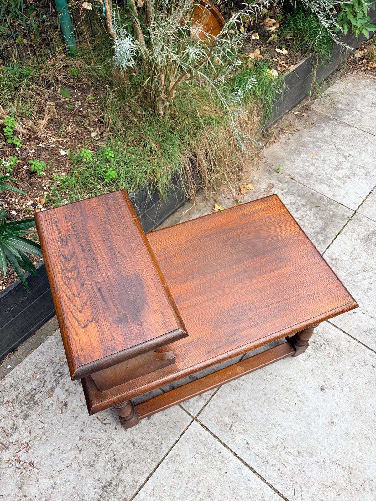 Foto 4 van Vintage telefoontafel / bijzettafel met lade – hout