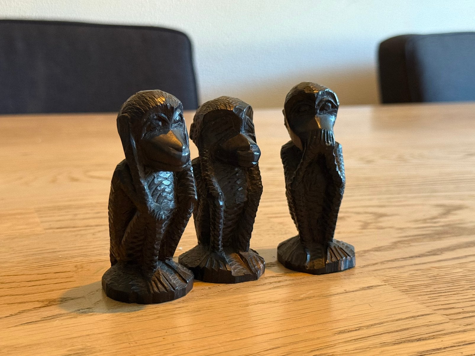 Horen-Zien-Zwijgen | Aapjes | Beeldjes | Hout, Antiek en Kunst, Overige onderwerpen, Minder dan 20 cm, Verzenden, Zwart