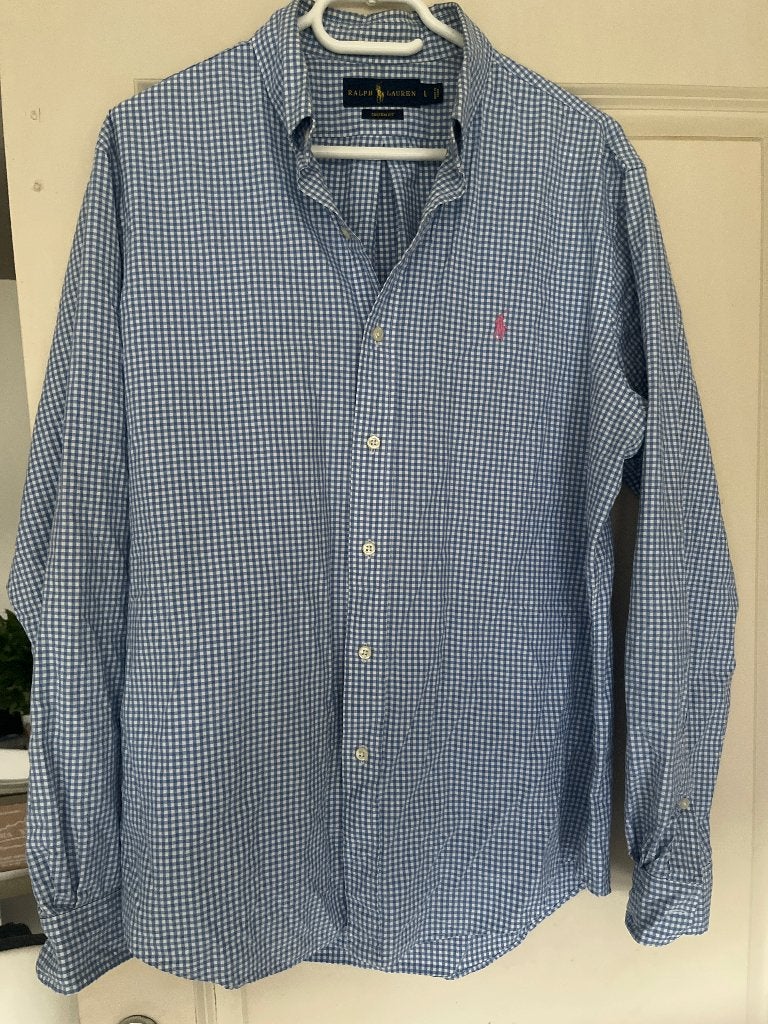 Ralph Lauren overhemd maat L, Blauw, Ralph Lauren, Ophalen of Verzenden, Halswijdte 41/42 (L)