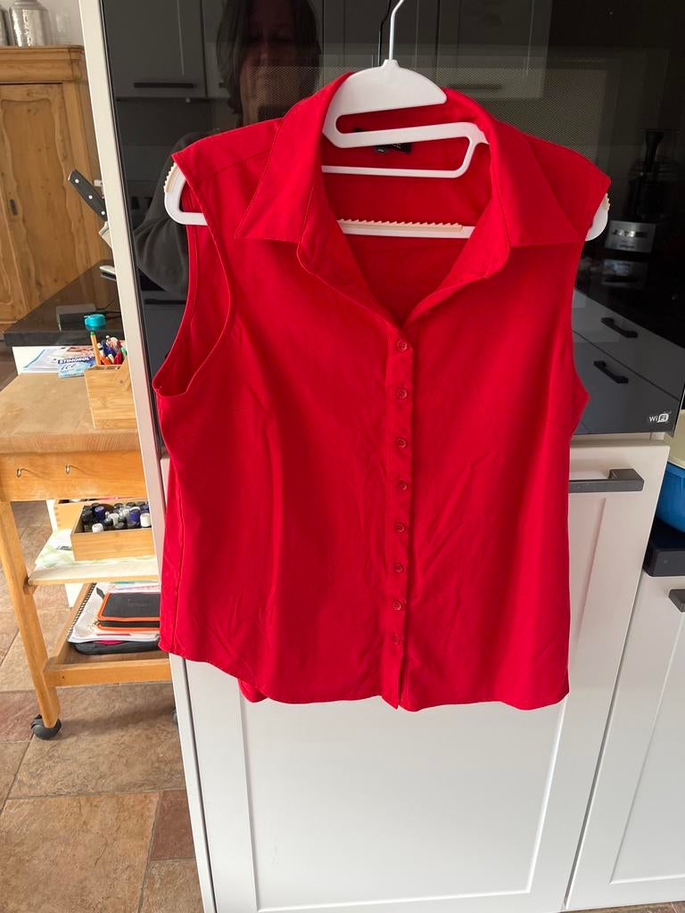 Rode Travelstof Blouse Mi Piace XL, Kleding | Dames, Blouses en Tunieken, Ophalen of Verzenden, Zo goed als nieuw, Maat 46/48 (XL) of groter