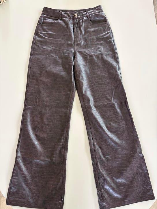 Frnch broek in bruin slangenprint - Maat M, Maat 38/40 (M), Bruin, Ophalen of Verzenden, Lang