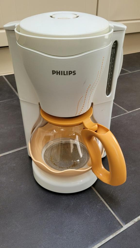 Philips Koffiezetapparaat - Wit/Oranje, Witgoed en Apparatuur, Koffiezetapparaten, Gebruikt, Gemalen koffie, Koffiemachine, 10 kopjes of meer
