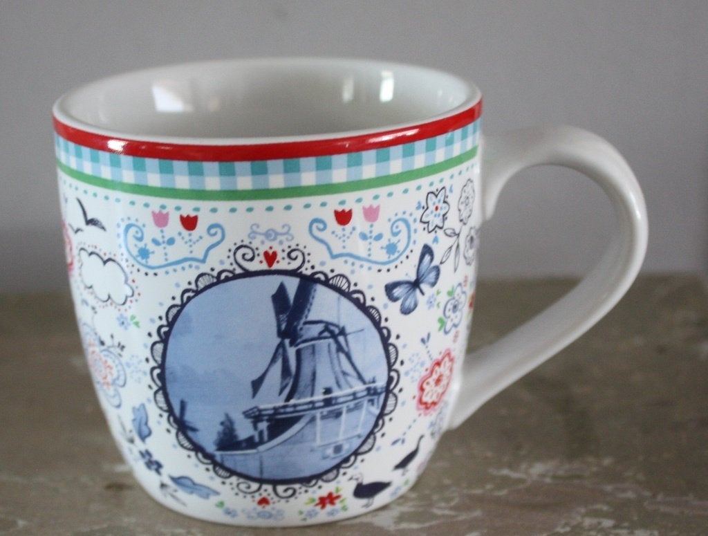 mok met molen print, Gebruikt, Ophalen of Verzenden, Bord(en), Overige stijlen