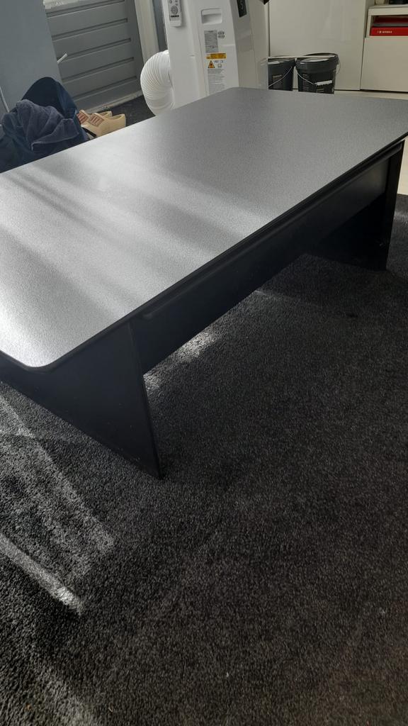 Grijze salontafel met lade - Modern design, Ophalen, Overige materialen, Gebruikt, 100 tot 150 cm