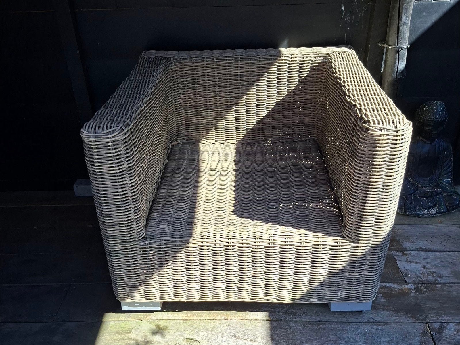 Tuinstoel met hocker., Tuin en Terras, Tuinstoelen, Ophalen, Rotan