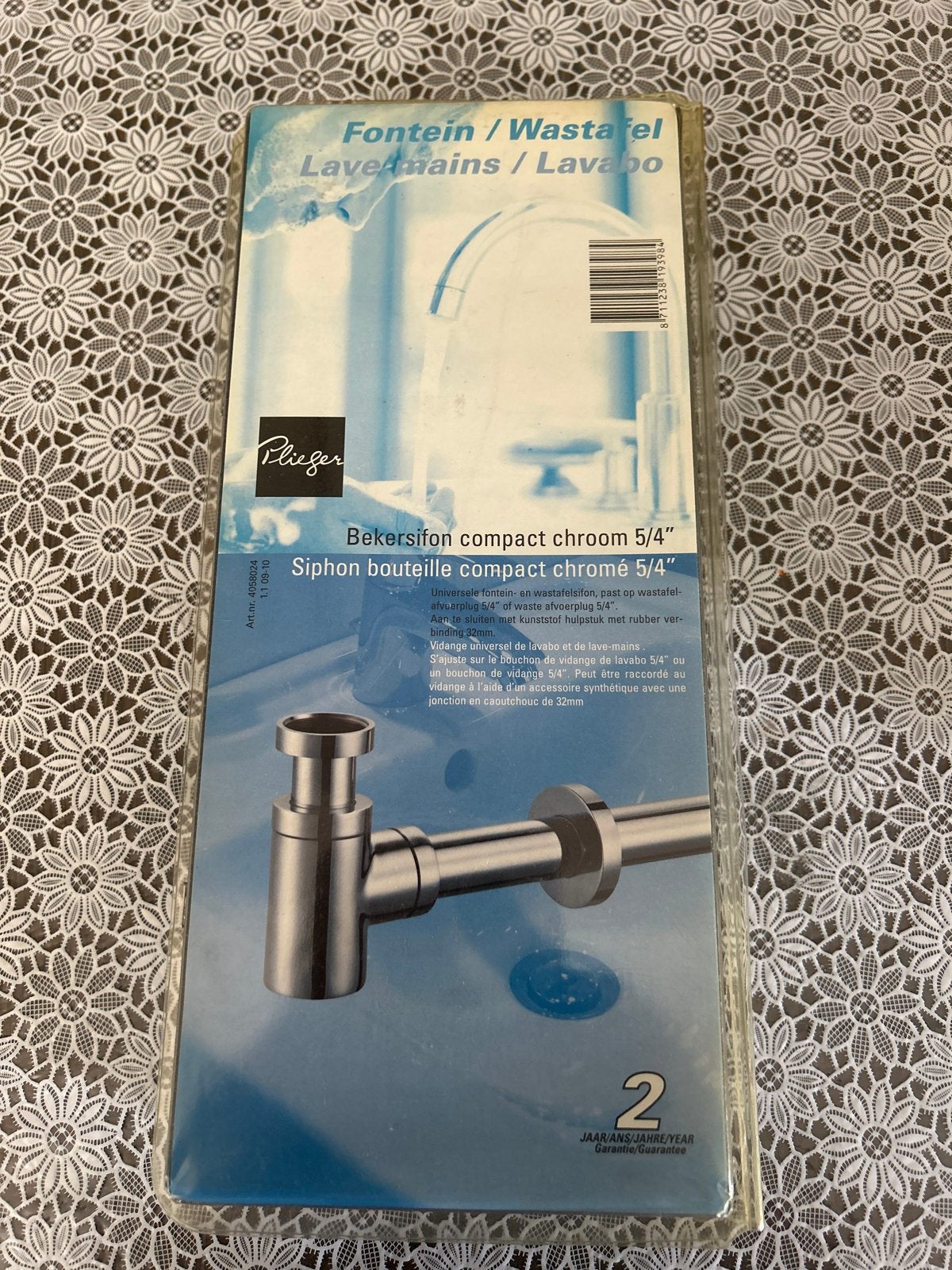 Plieger Bekersifon compact chroom 5/4" voor wastafel/fontein, Ophalen of Verzenden, Nieuw, Chroom, Wastafel