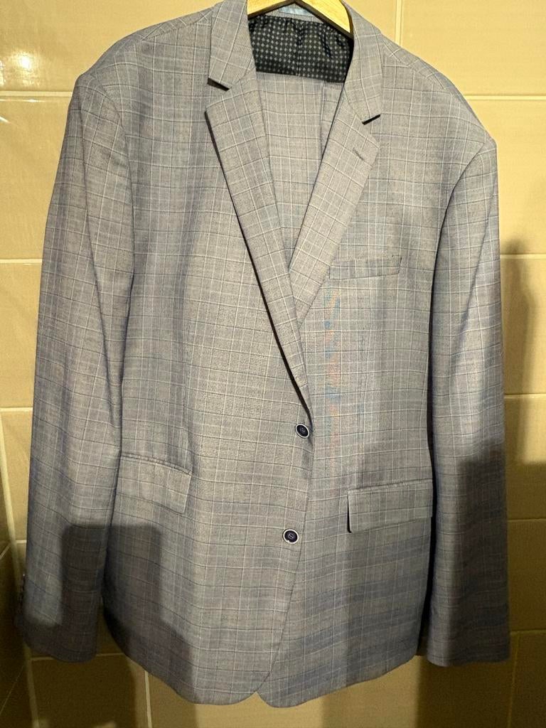 Stijlvol Herenpak - Lichtblaux paars Geruit maat 66, Kleding | Heren, Ophalen of Verzenden, Zo goed als nieuw, Overige maten, Blauw
