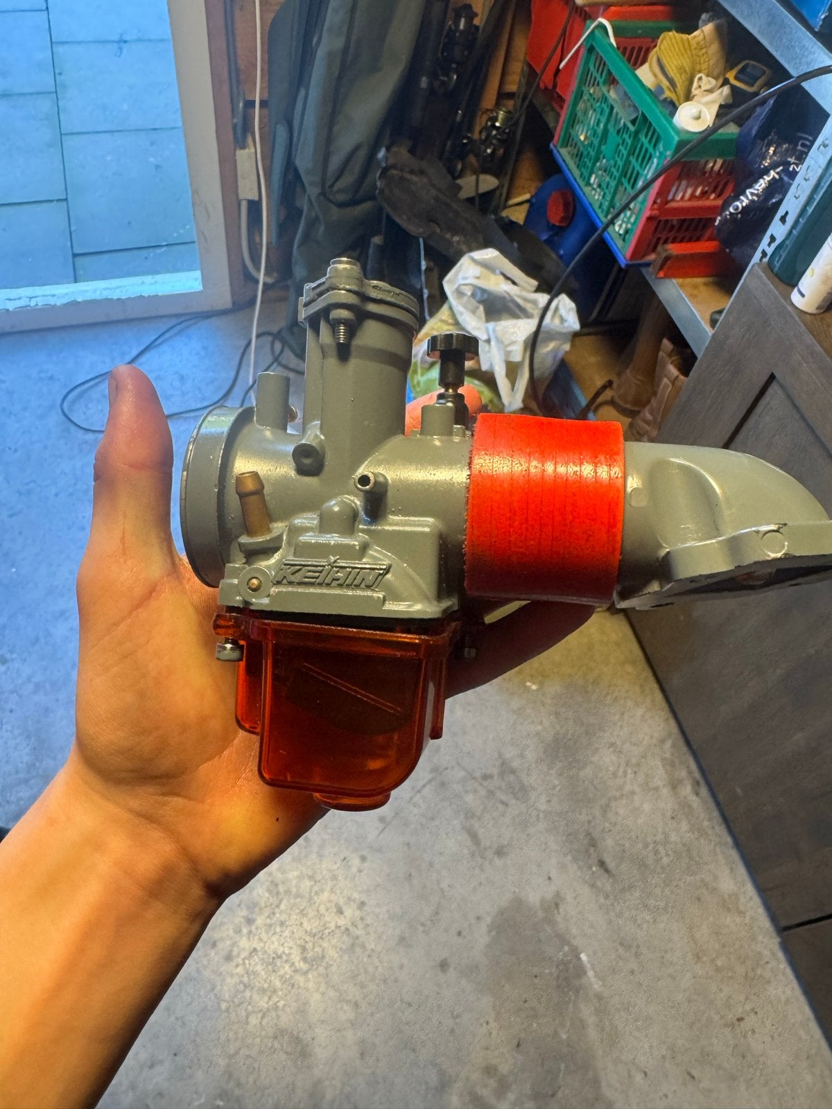 Keihin 21mm Carburateur met Spruitstuk, Fietsen en Brommers, Ophalen of Verzenden, Gebruikt, Carburateur