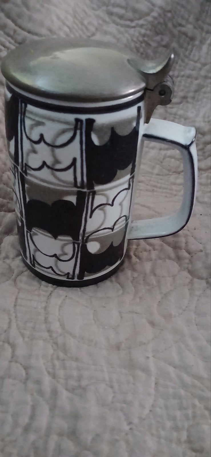 Vintage Royal Copenhagen bierpul met tinnen deksel, Ophalen of Verzenden, Nieuw, Porselein, Overige stijlen