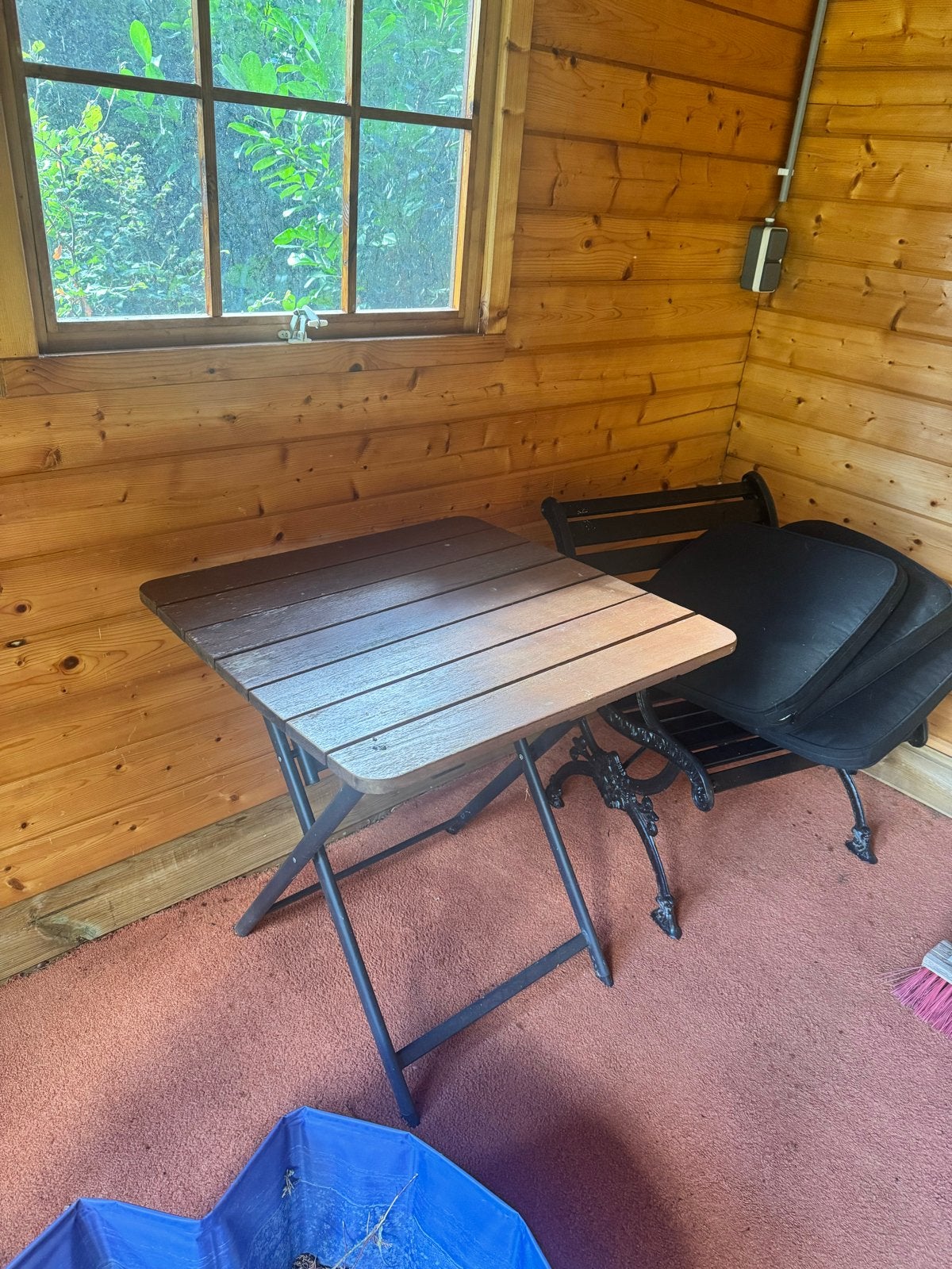 Houten klaptafel met metalen onderstel, Ophalen, Gebruikt, Rechthoekig, Hout