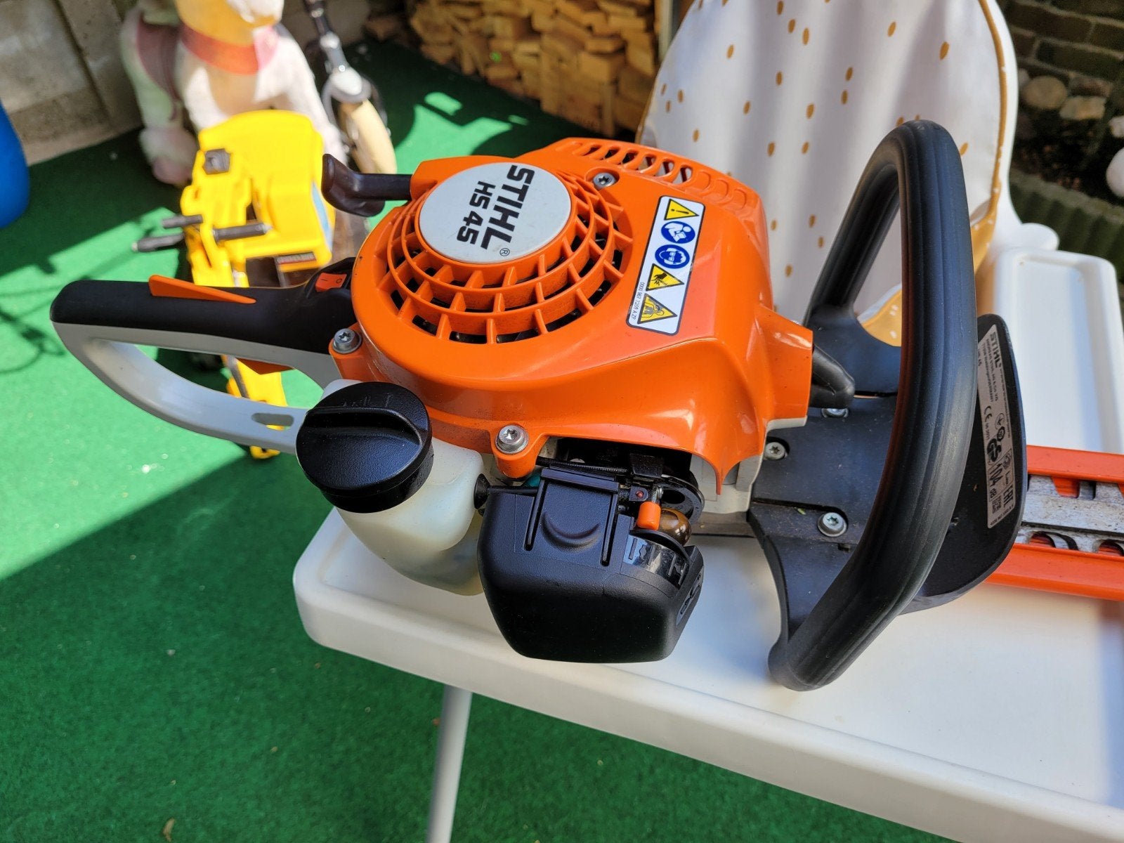 Stihl HS 45 Heggenschaar - Benzine 1x gebruikt, Ophalen, Gebruikt, Benzine, Stihl