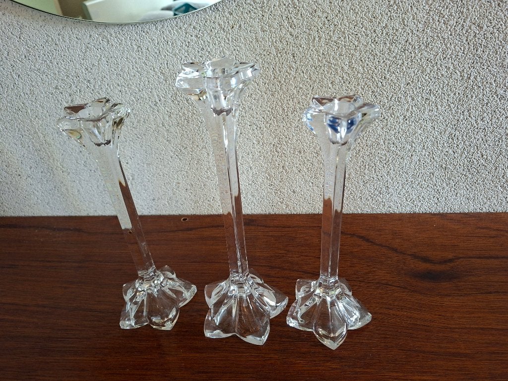 Kandelaars  kristal, Ophalen, Overige materialen, Zo goed als nieuw, 23 cm