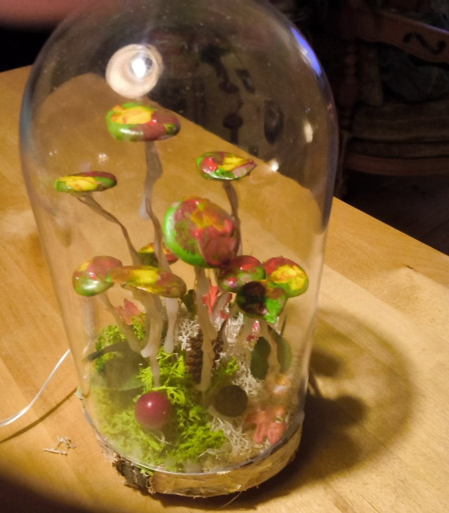 Stolpje met verlichte paddenstoelen, 16 cm, Nieuw, Ophalen of Verzenden, Handgemaakt
