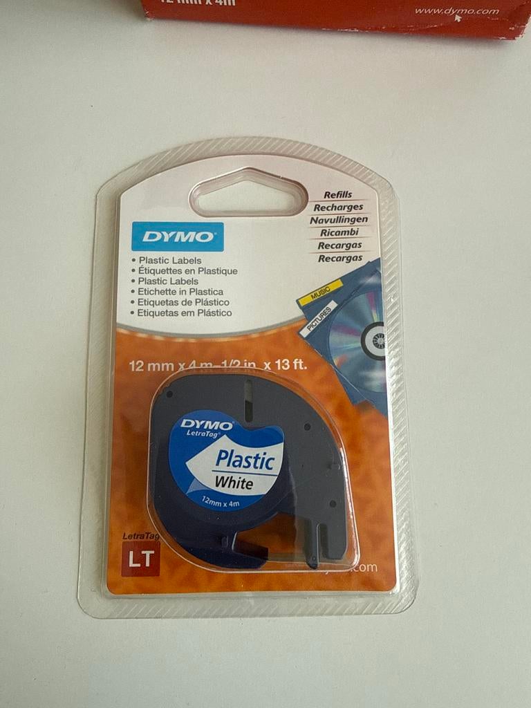 Dymo LetraTag Plastic Labels 12mm x 4m - 10 stuks, Computers en Software, Labelprinters, Ophalen, Nieuw, Tape-label
