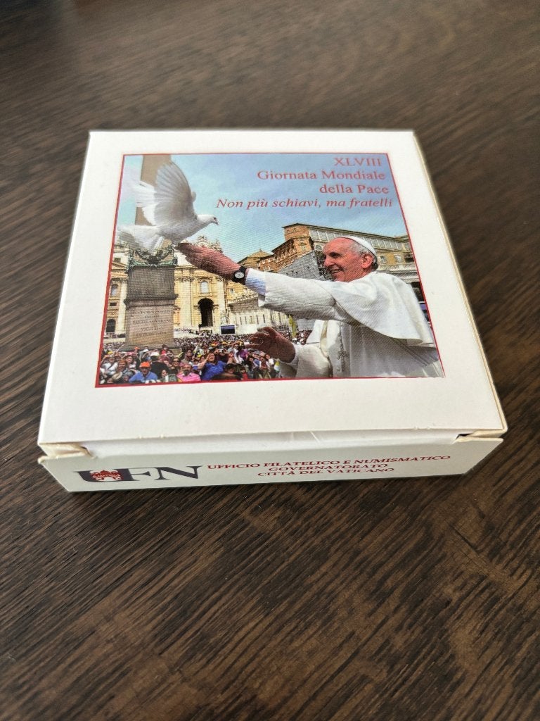Vaticaan 5 euro 2015 (PROOF) "48th World Day of Peace", Postzegels en Munten, Munten | Europa | Euromunten, Vaticaanstad, Zilver