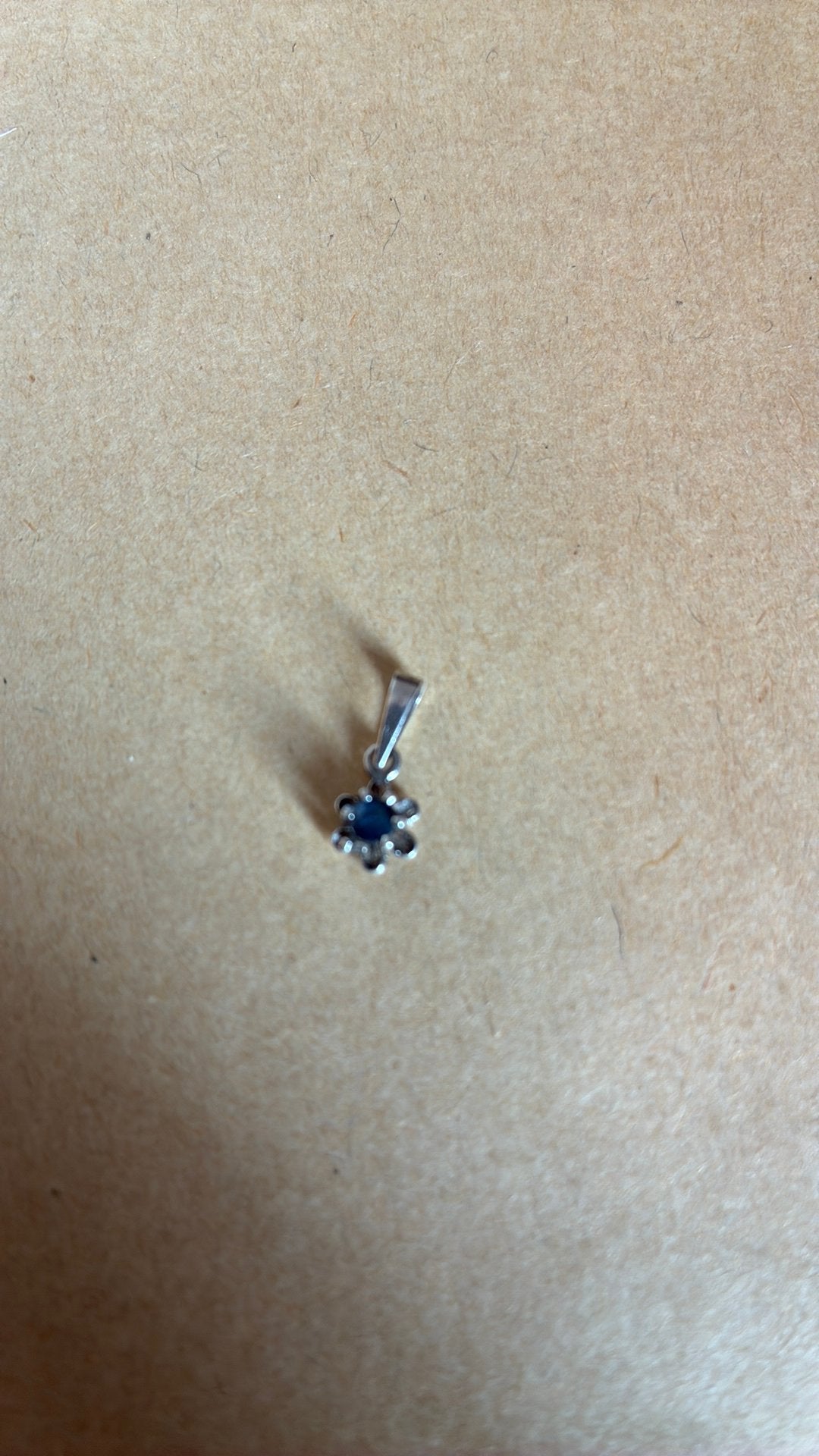 925 sterling zilver hanger met blauw steentje, Ophalen of Verzenden, Gebruikt, Zilver, Zilver