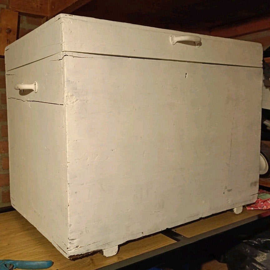 Gratis vintage witte kist, Ophalen, Gebruikt, 50 tot 100 cm, 50 tot 75 cm