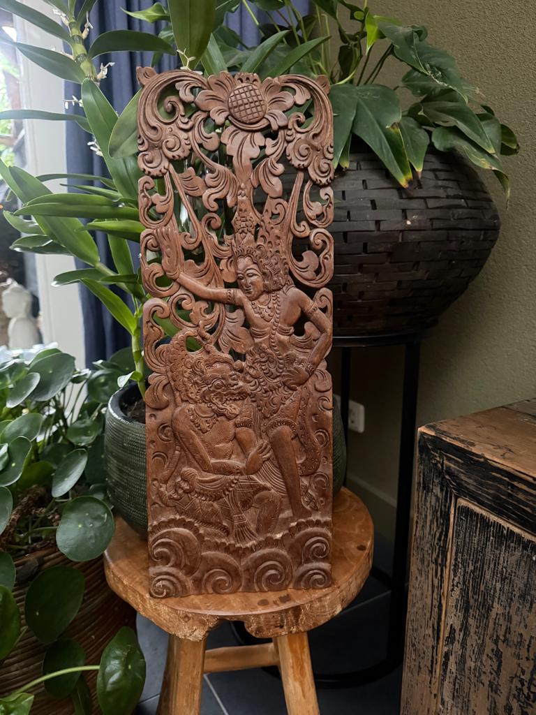 Indonesie Bali houtsnijwerk wandpaneel paneel handwerk, Verburgt Vintage, Nieuw, Ophalen of Verzenden, https://verburgtvintage.nl/#contact