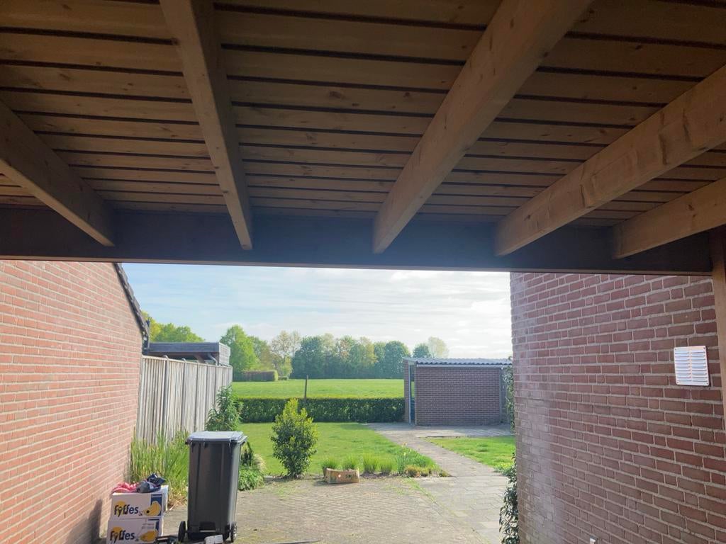 Robuuste houten carport met schutting en deur, Tuin en Terras, Overkappingen, Ophalen, Gebruikt, Carport