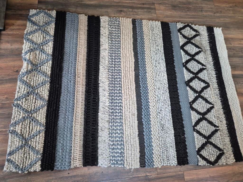 Koopje! Wollen tapijt (Home24) 160x230cm, Ophalen, Blauw, 150 tot 200 cm, 200 cm of meer