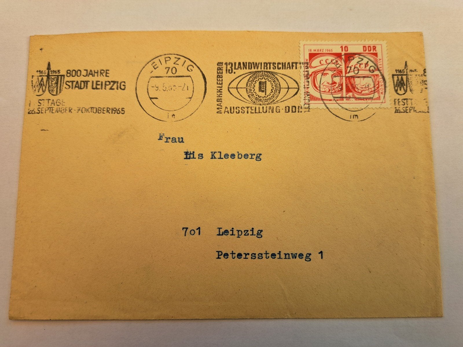 Historische Envelop Leipzig 1965 - DDR Postzegel, Ophalen of Verzenden, Envelop